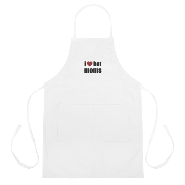 white i love hot moms apron