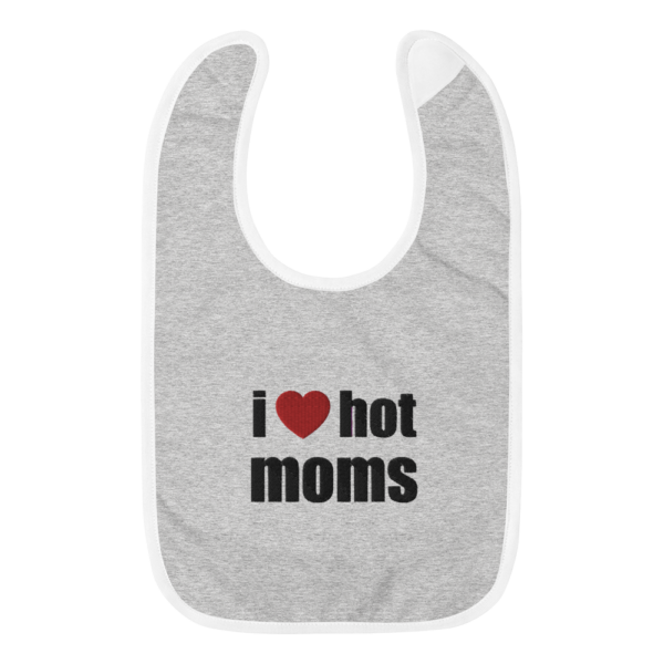 grey i heart hot moms bib